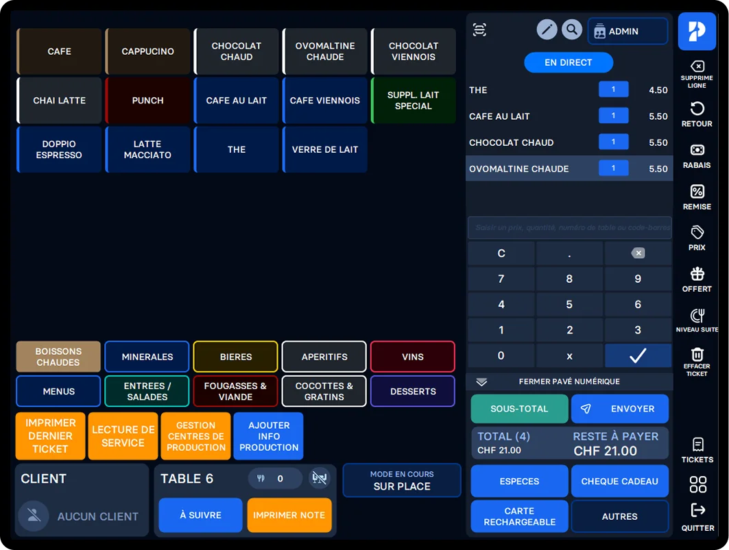 Interface ZPPOS — gestion de caisse professionnelle